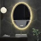 Miroir de salle de bain mural antibuée ovale tactile rétroéclairé par LED