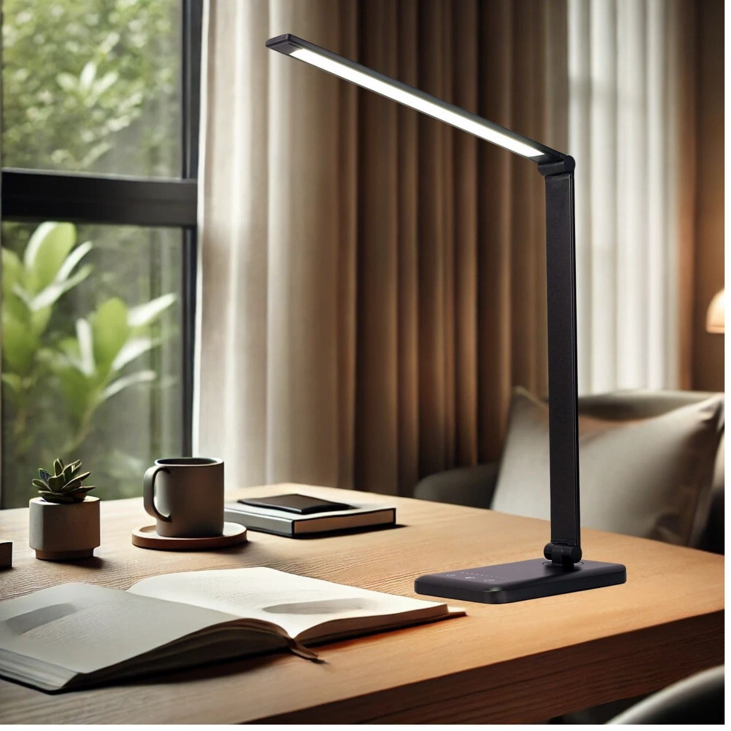 Lampe de bureau LED avec port de chargement USB, variateur de lumière tactile et température de couleur réglable automatiquement