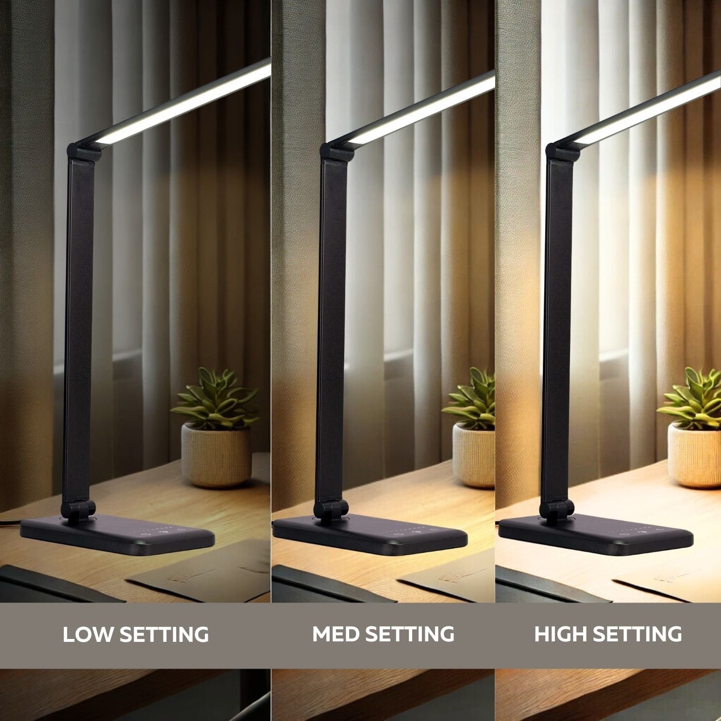 Lampe de bureau LED avec port de chargement USB, variateur de lumière tactile et température de couleur réglable automatiquement