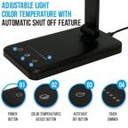 Lampe de bureau LED avec port de chargement USB, variateur de lumière tactile et température de couleur réglable automatiquement