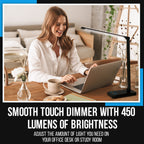 Lampe de bureau LED avec port de chargement USB, variateur de lumière tactile et température de couleur réglable automatiquement