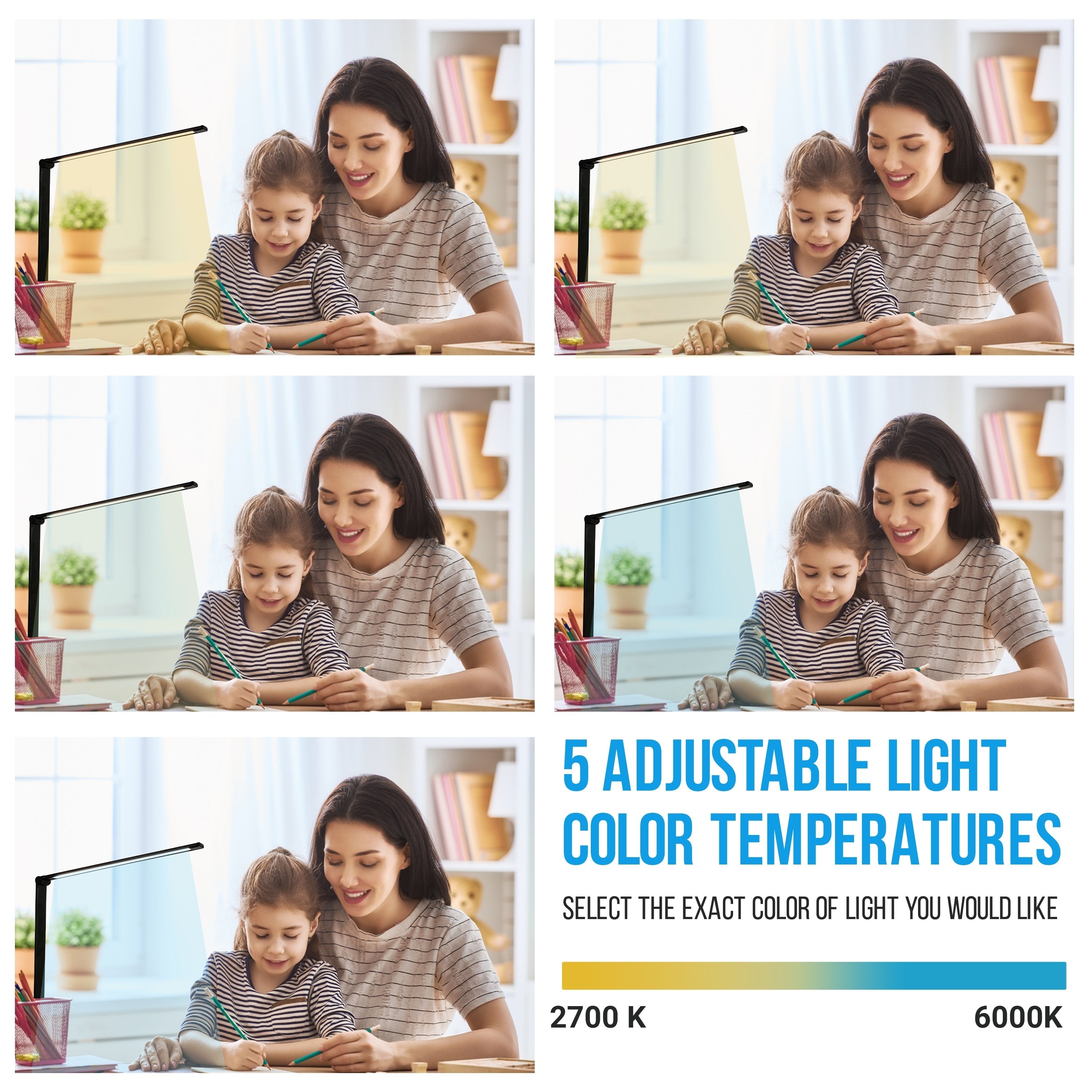 Lampe de bureau LED avec port de chargement USB, variateur de lumière tactile et température de couleur réglable automatiquement