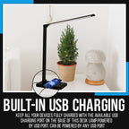 Lampe de bureau LED avec port de chargement USB, variateur de lumière tactile et température de couleur réglable automatiquement
