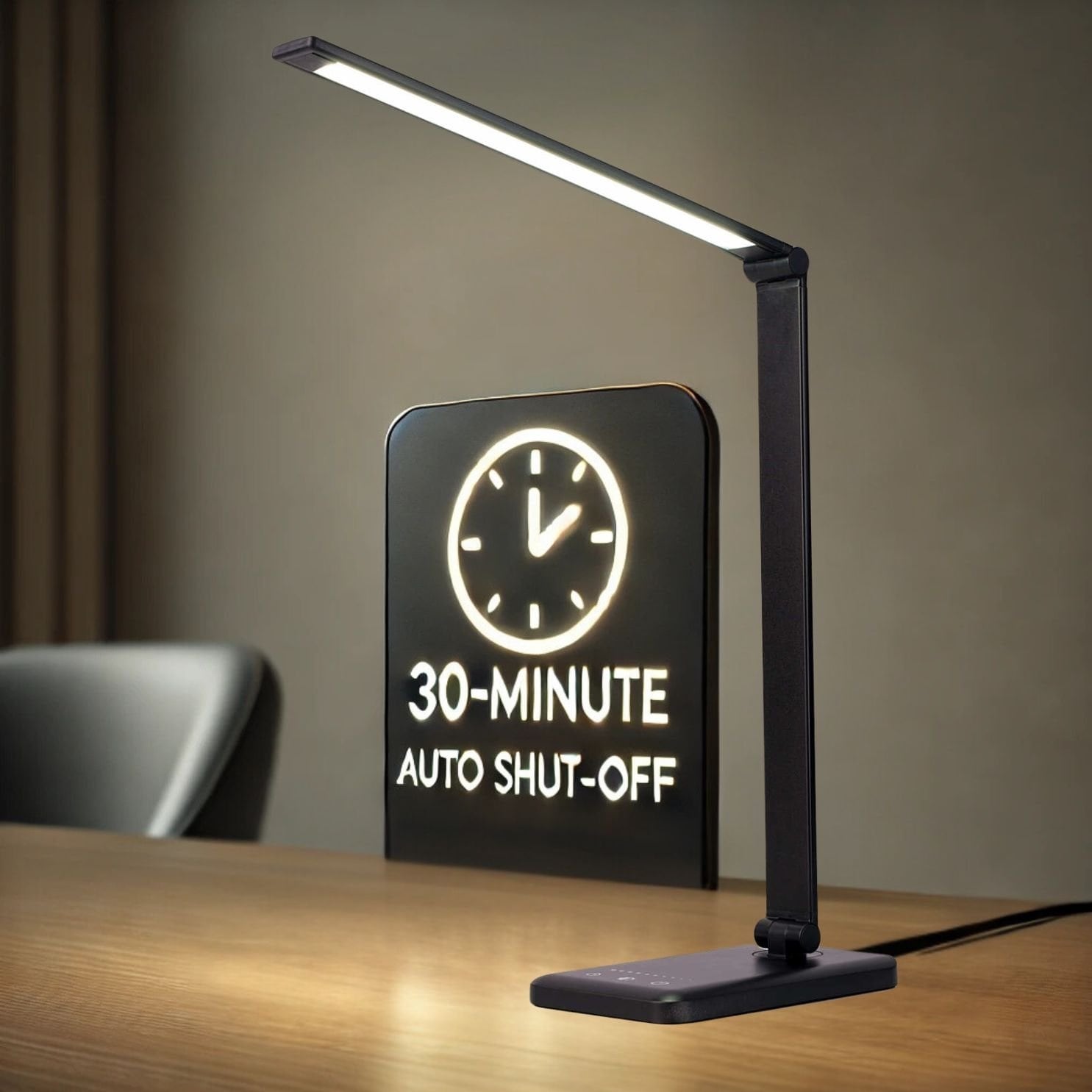 Lampe de bureau LED avec port de chargement USB, variateur de lumière tactile et température de couleur réglable automatiquement