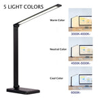 Lampe de bureau LED avec port de chargement USB, variateur de lumière tactile et température de couleur réglable automatiquement