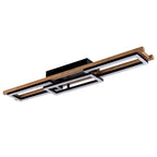 Plafonnier semi-encastré rectangulaire à LED intégré en bois pour couloir et hall d'entrée