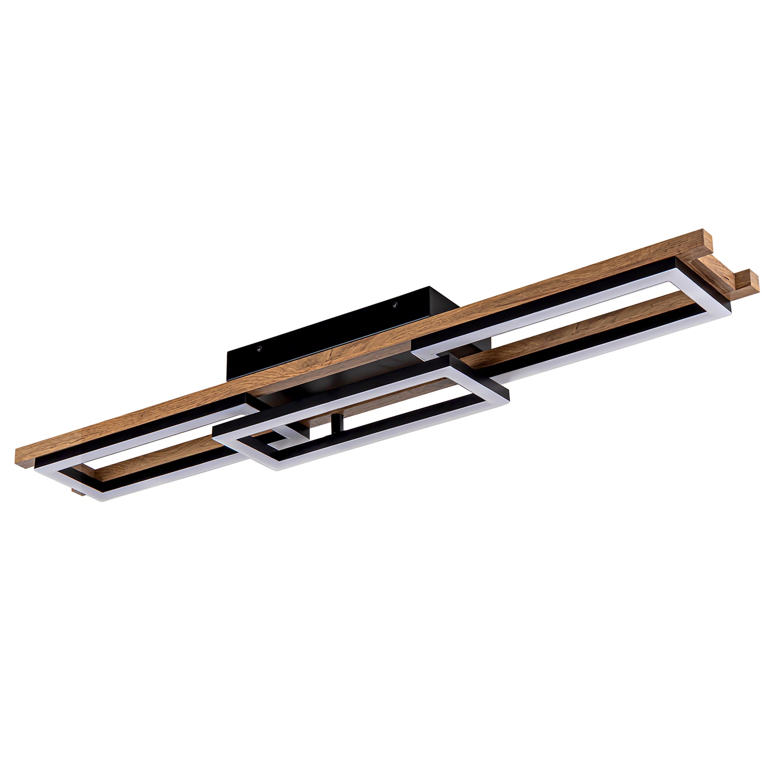 Plafonnier semi-encastré rectangulaire à LED intégré en bois pour couloir et hall d'entrée