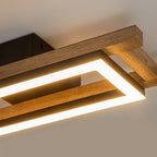 Plafonnier semi-encastré rectangulaire à LED intégré en bois pour couloir et hall d'entrée