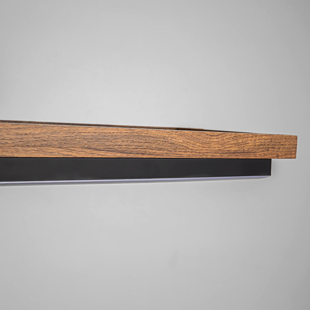 Plafonnier semi-encastré rectangulaire à LED intégré en bois pour couloir et hall d'entrée