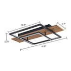 Plafonnier semi-encastré rectangulaire à LED intégré en bois pour couloir et hall d'entrée