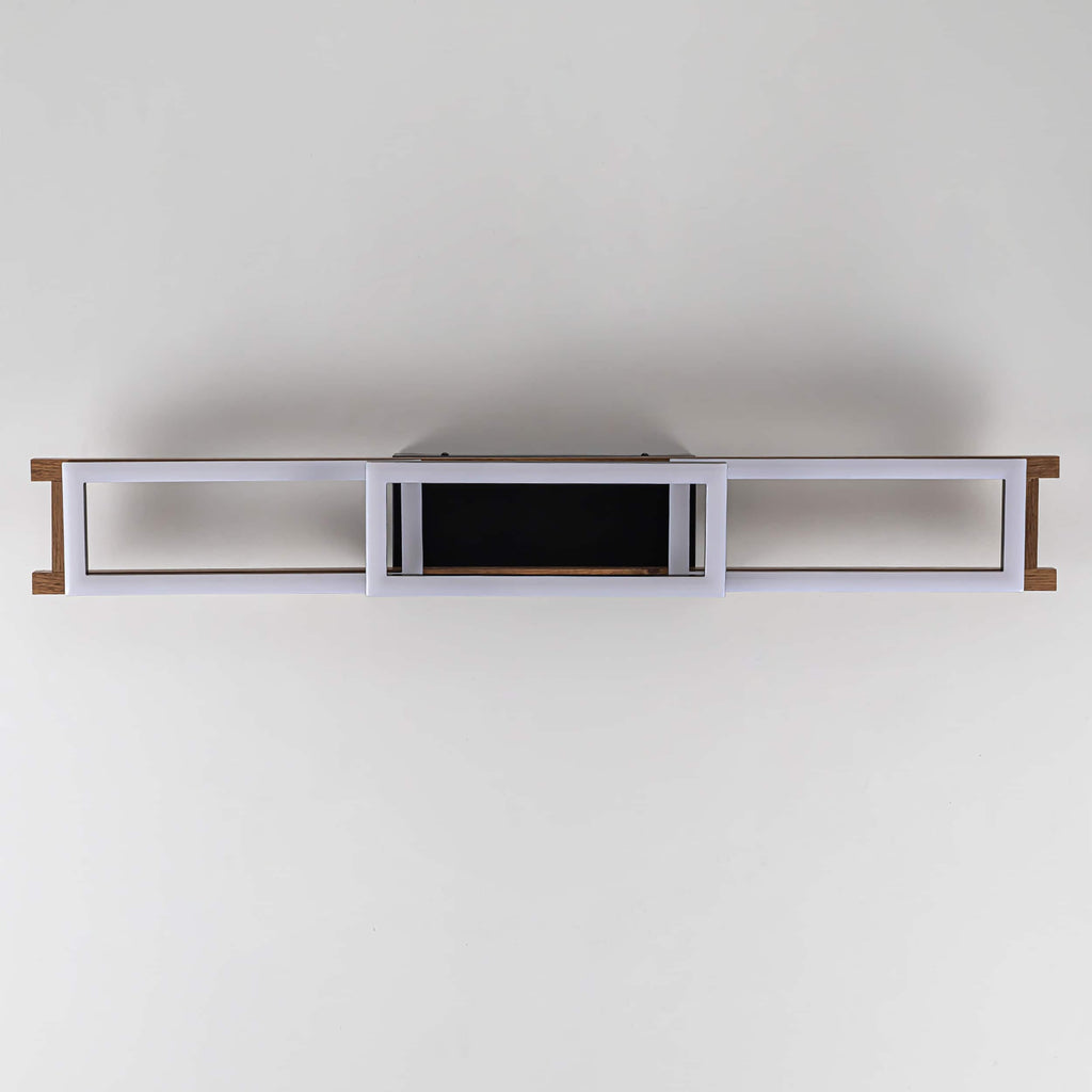 Plafonnier semi-encastré rectangulaire à LED intégré en bois pour couloir et hall d'entrée