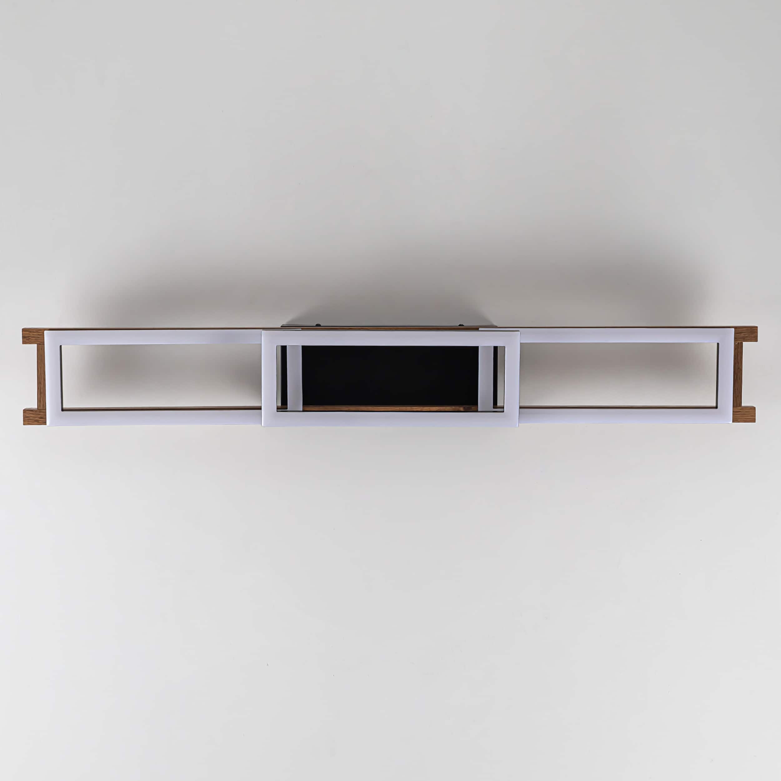 Plafonnier semi-encastré rectangulaire à LED intégré en bois pour couloir et hall d'entrée