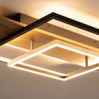 Plafonnier semi-encastré rectangulaire à LED intégré en bois pour couloir et hall d'entrée