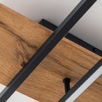 Plafonnier semi-encastré rectangulaire à LED intégré en bois pour couloir et hall d'entrée
