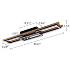 Plafonnier semi-encastré rectangulaire à LED intégré en bois pour couloir et hall d'entrée