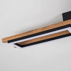 Plafonnier semi-encastré rectangulaire à LED intégré en bois pour couloir et hall d'entrée