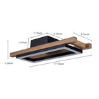 Plafonnier semi-encastré rectangulaire à LED intégré en bois pour couloir et hall d'entrée