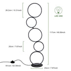 Lampadaire LED moderne à intensité variable, lampe d'angle lumineuse à 3 voies avec 5 anneaux pour salon