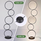 Lampadaire LED moderne à intensité variable, lampe d'angle lumineuse à 3 voies avec 5 anneaux pour salon