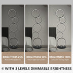 Lampadaire LED moderne à intensité variable, lampe d'angle lumineuse à 3 voies avec 5 anneaux pour salon