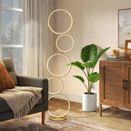 Lampadaire LED moderne à intensité variable, lampe d'angle lumineuse à 3 voies avec 5 anneaux pour salon