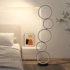 Lampadaire LED moderne à intensité variable, lampe d'angle lumineuse à 3 voies avec 5 anneaux pour salon