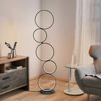 Lampadaire LED moderne à intensité variable, lampe d'angle lumineuse à 3 voies avec 5 anneaux pour salon
