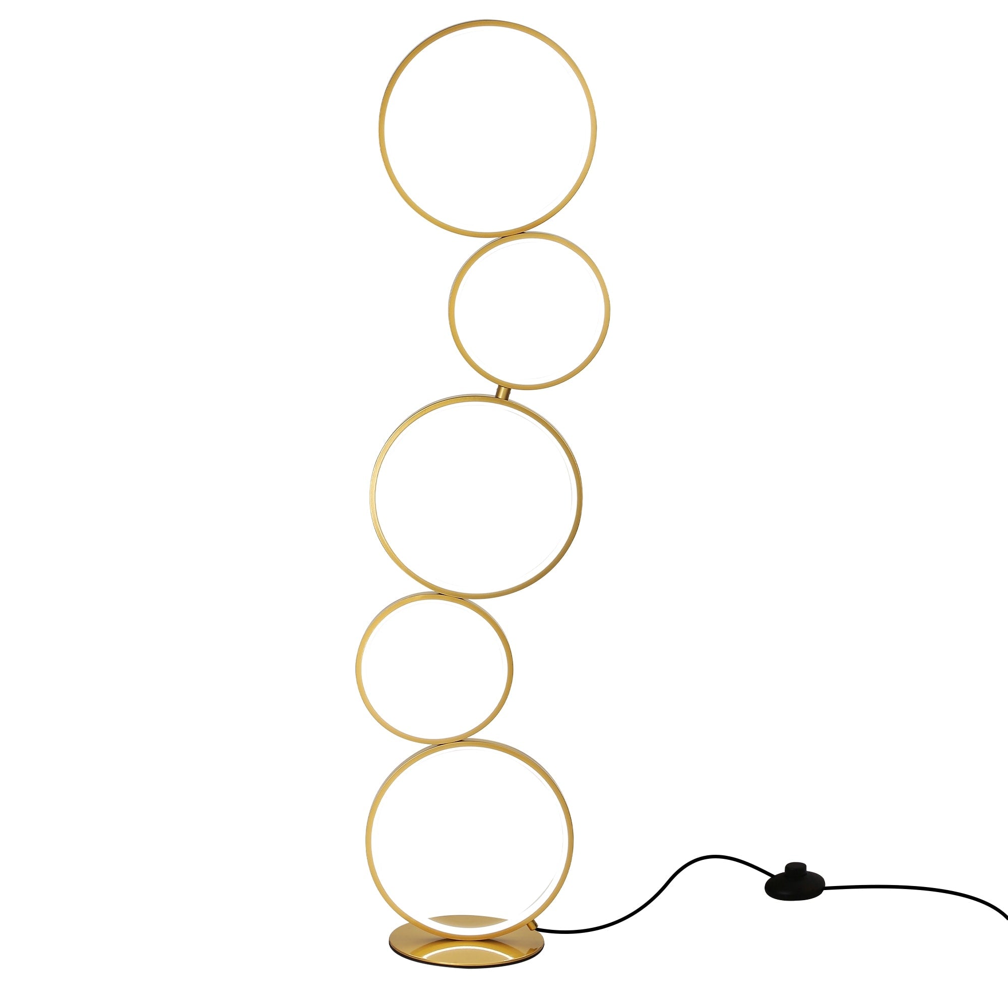 Lampadaire LED moderne à intensité variable, lampe d'angle lumineuse à 3 voies avec 5 anneaux pour salon