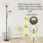 Lampadaire blanc LIGHTACCENTS avec abat-jour conique blanc opale – Lampes sur pied, lampes torches pour salon, chambre...