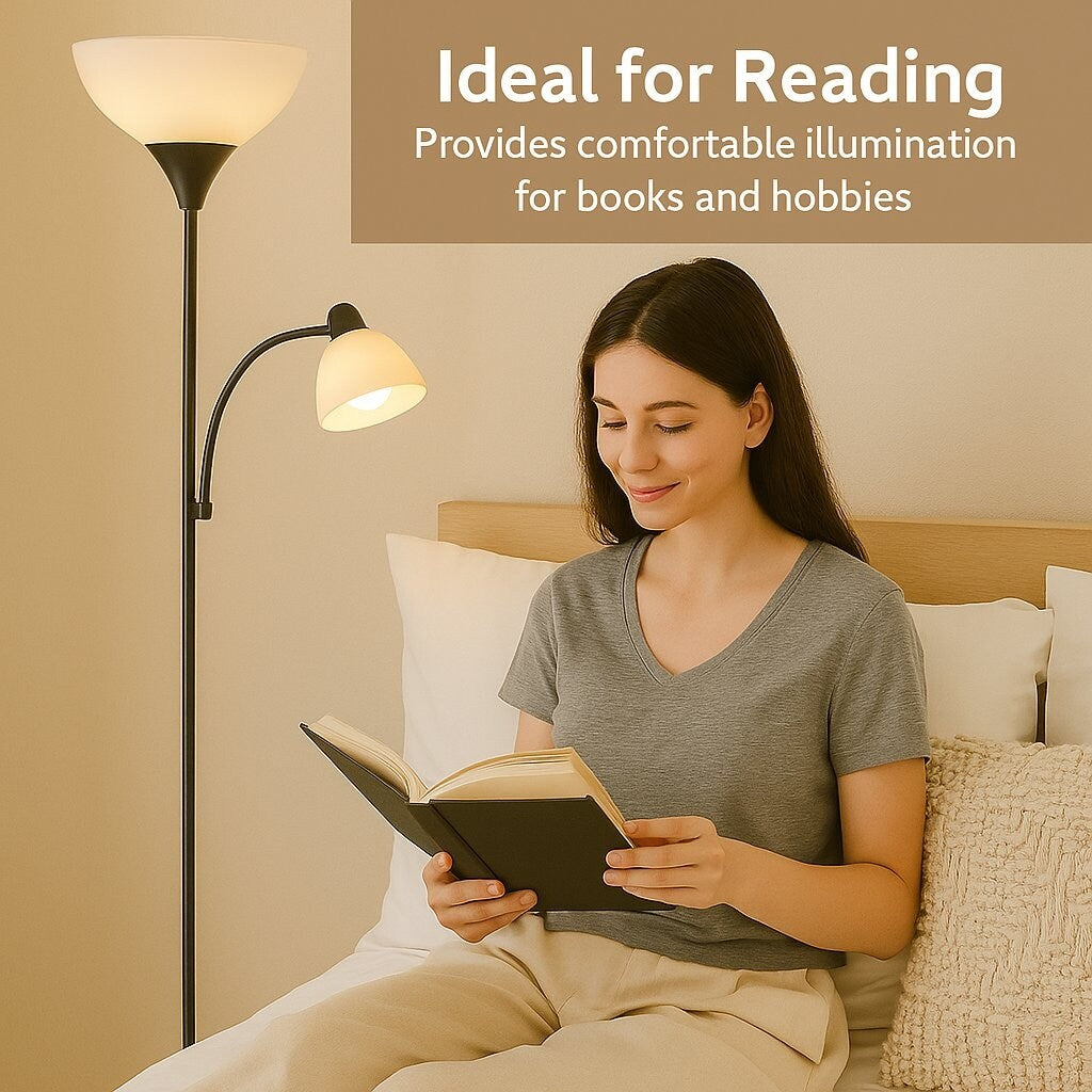 Lampadaire blanc LIGHTACCENTS avec abat-jour conique blanc opale – Lampes sur pied, lampes torches pour salon, chambre...