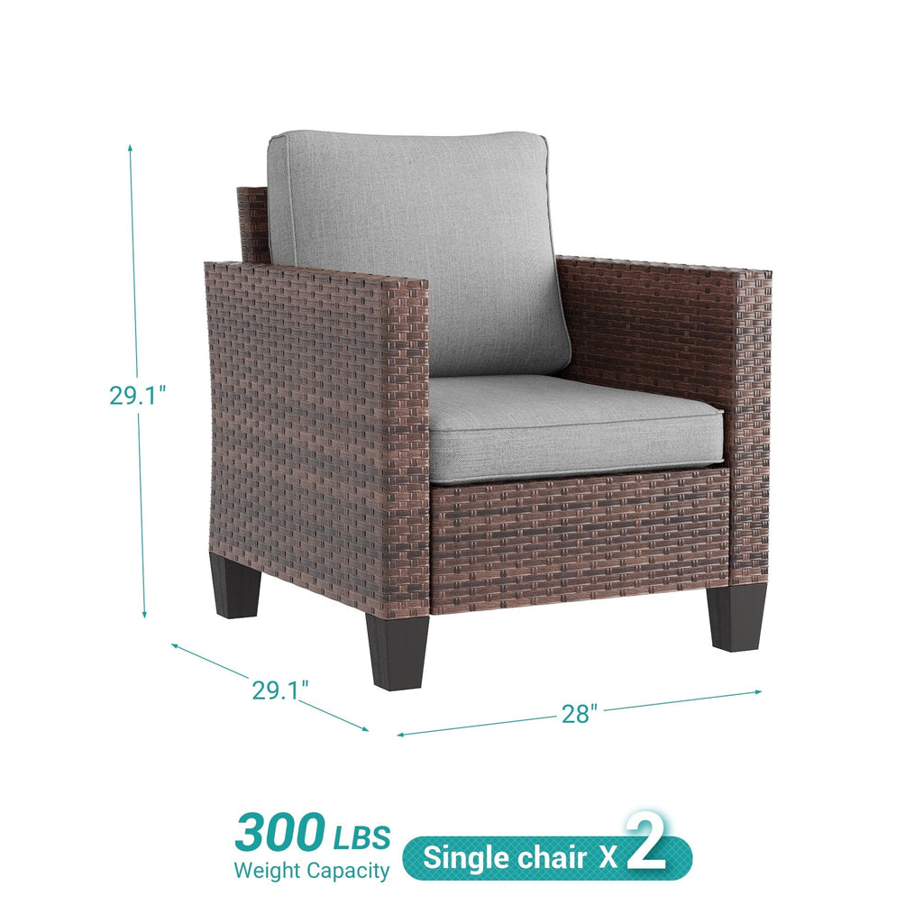 Ensemble de 2 chaises d'extérieur LIVOOSUN en rotin marron