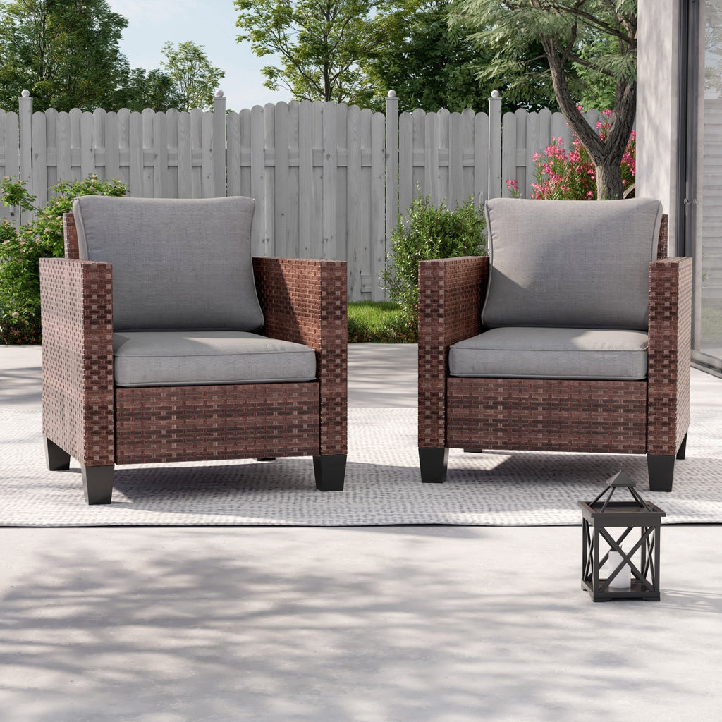 Ensemble de 2 chaises d'extérieur LIVOOSUN en rotin marron