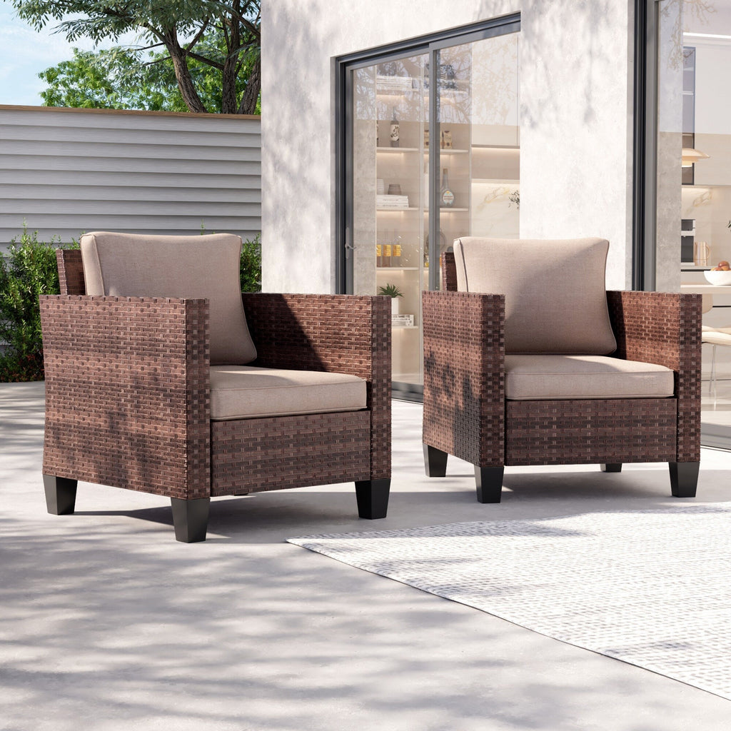 Ensemble de 2 chaises d'extérieur LIVOOSUN en rotin marron