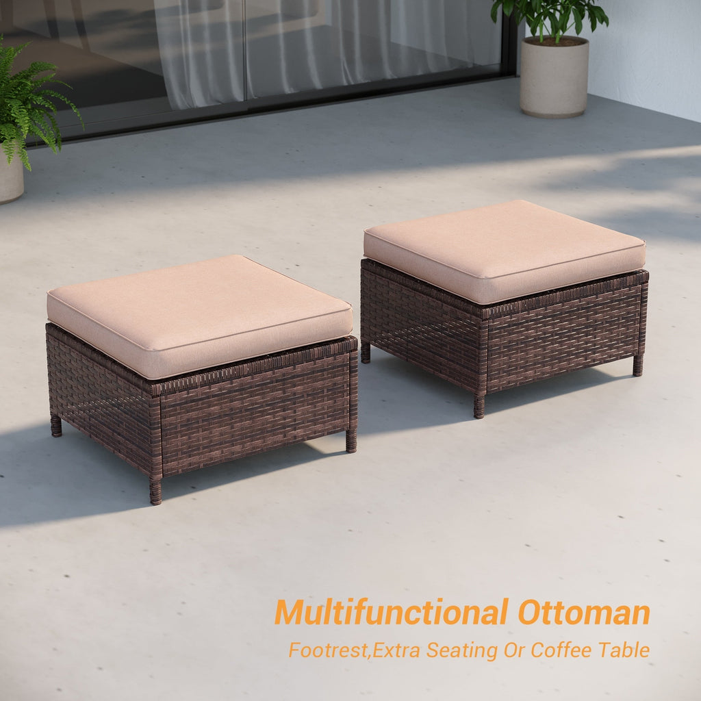 Ensemble de 3 canapés de patio en rotin marron Livoosun