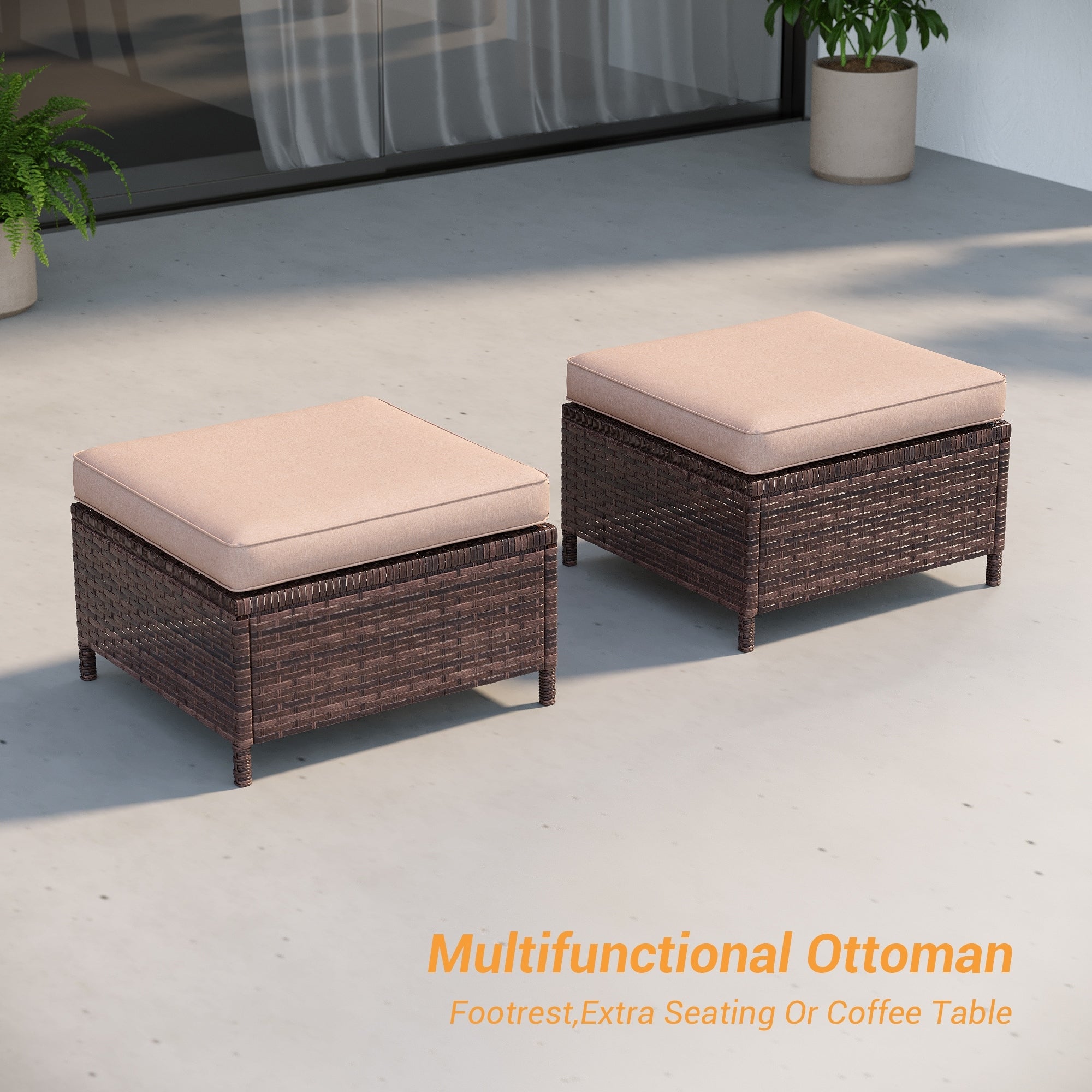Ensemble de 3 canapés de patio en rotin marron Livoosun