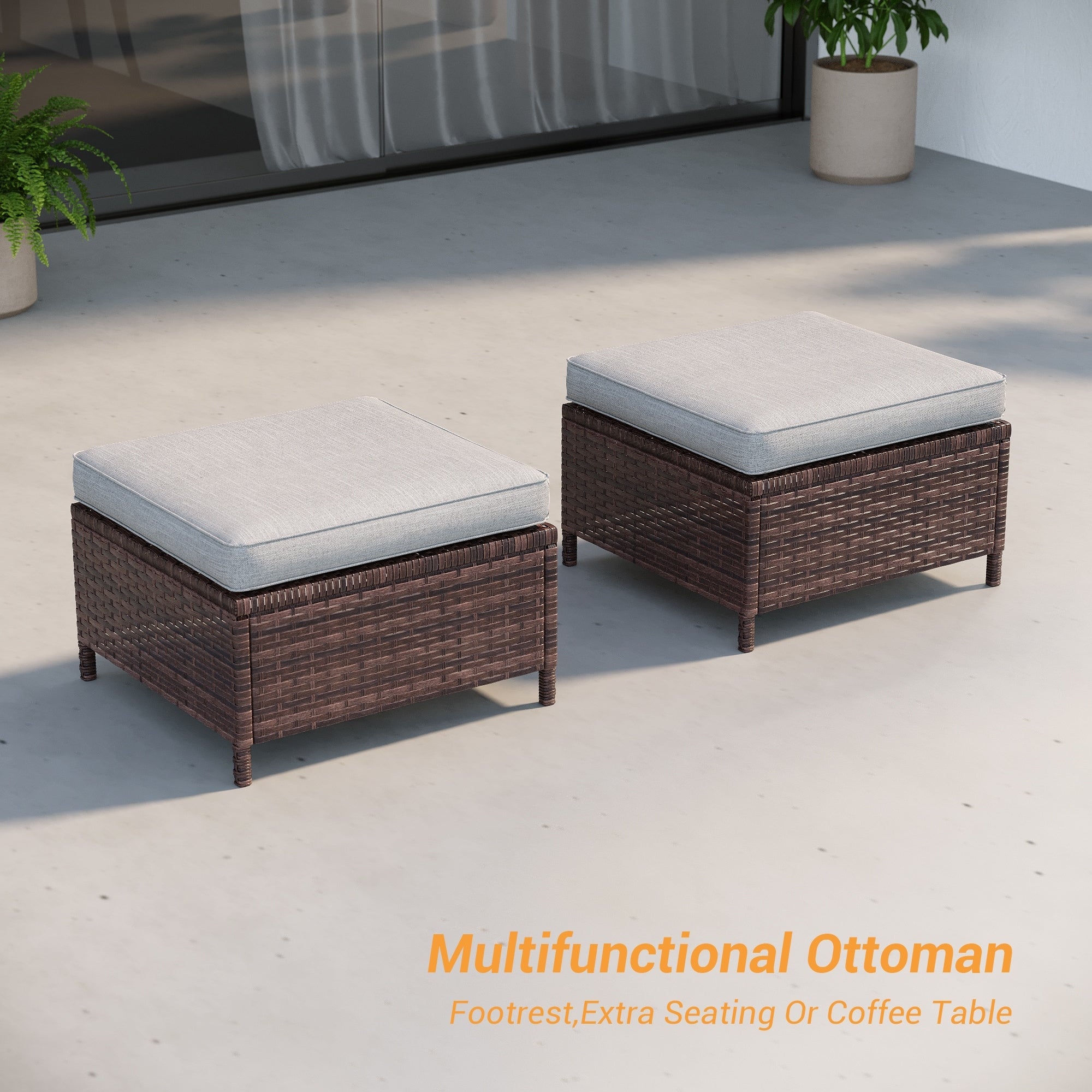 Ensemble de 3 canapés de patio en rotin marron Livoosun