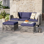 Ensemble de 3 canapés de patio en rotin marron Livoosun