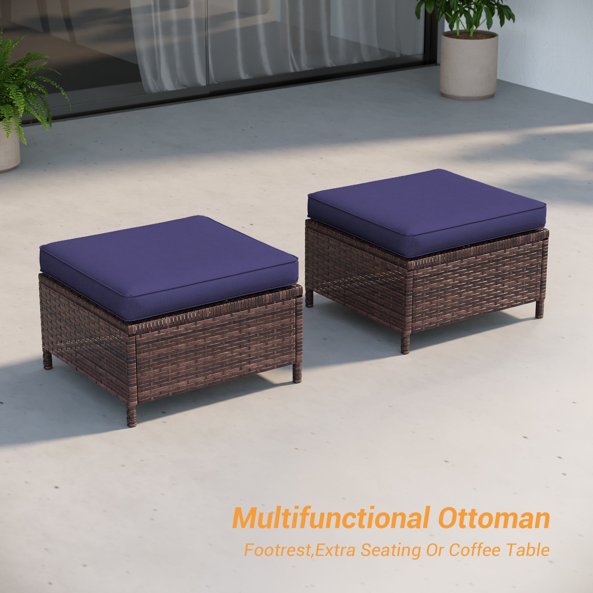 Ensemble de 3 canapés de patio en rotin marron Livoosun