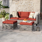 Ensemble de 3 canapés de patio en rotin marron Livoosun