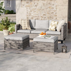 Ensemble de 3 canapés de patio en rotin marron Livoosun