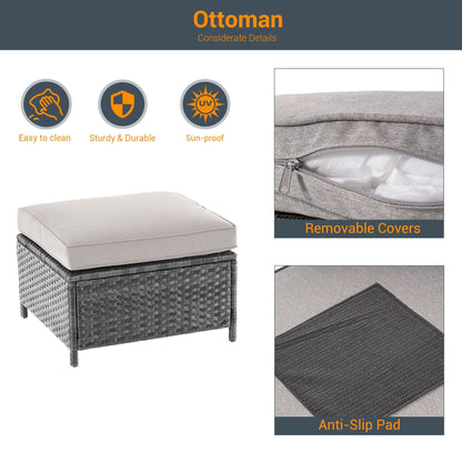 Ensemble de 3 canapés de patio en rotin gris Livoosun