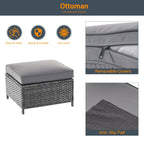 Ensemble de 3 canapés de patio en rotin gris Livoosun