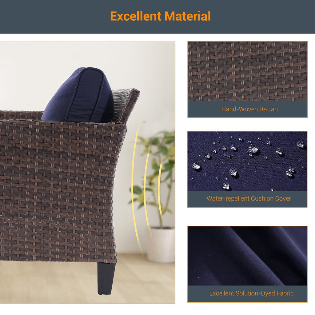 Ensemble de meubles de jardin LIVOOSUN 5 pièces en rotin marron