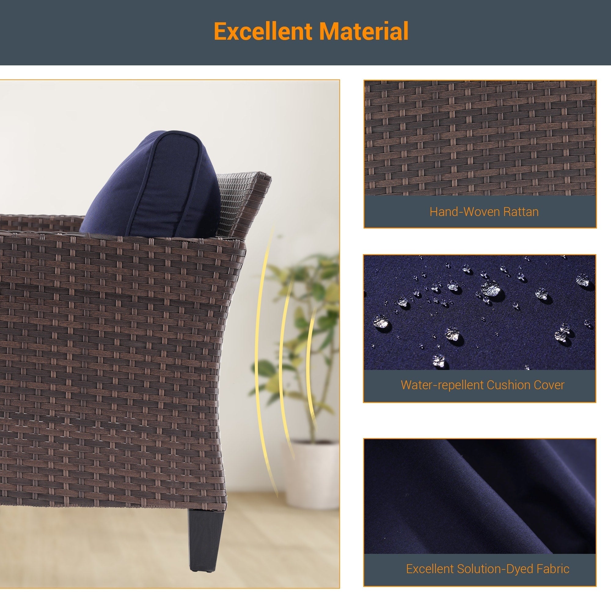 Ensemble de meubles de jardin LIVOOSUN 5 pièces en rotin marron