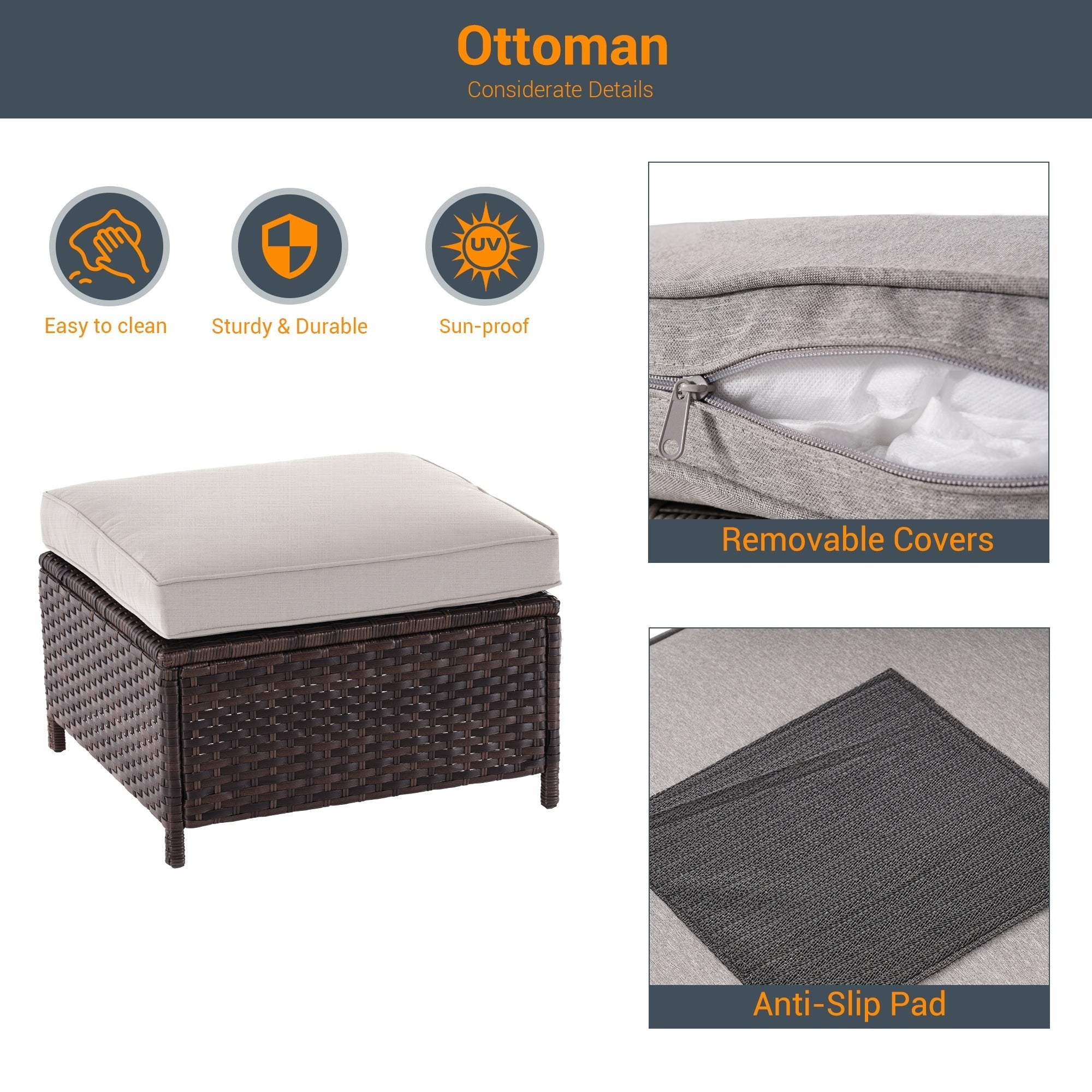 Ensemble de meubles de jardin LIVOOSUN 5 pièces en rotin marron