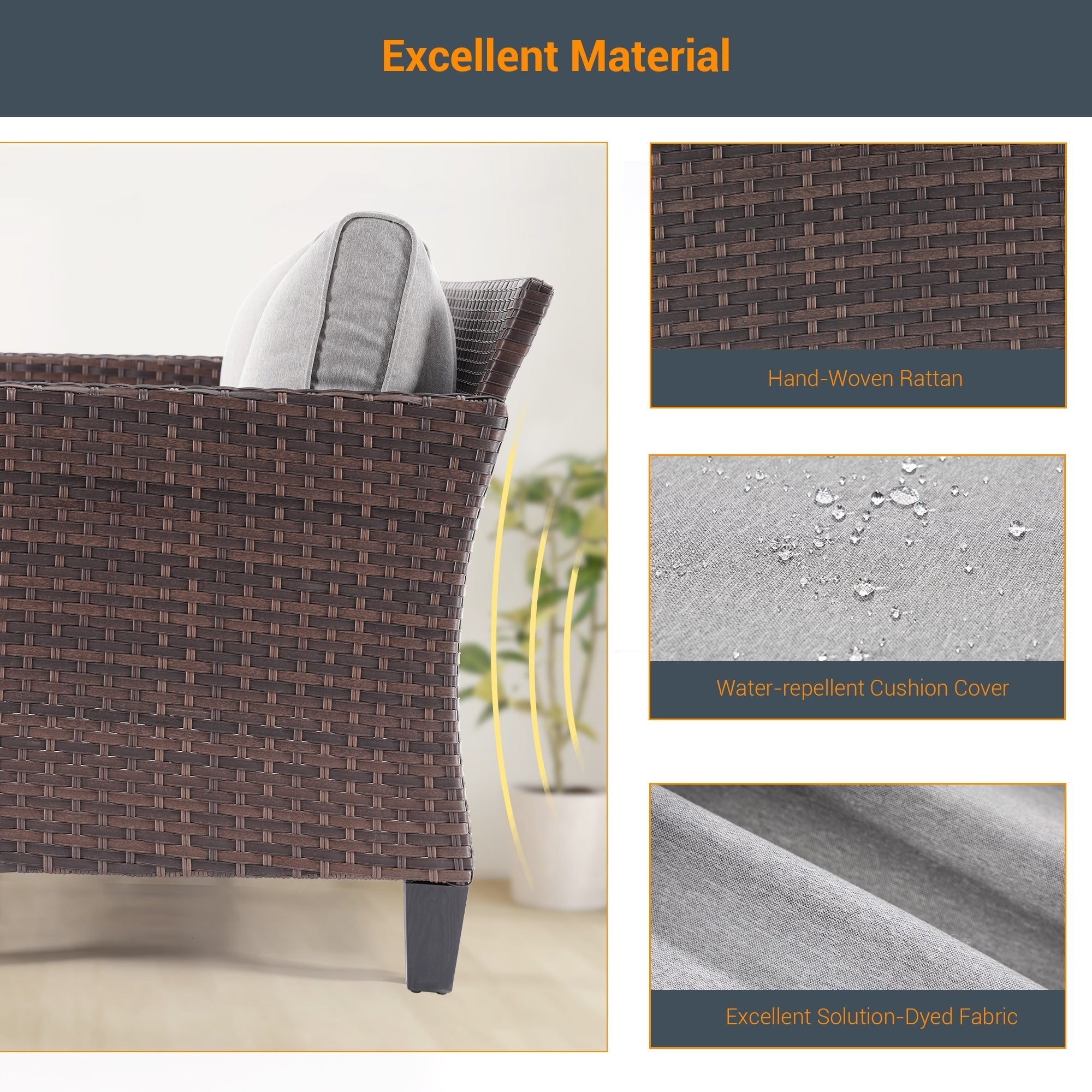 Ensemble de meubles de jardin LIVOOSUN 5 pièces en rotin marron