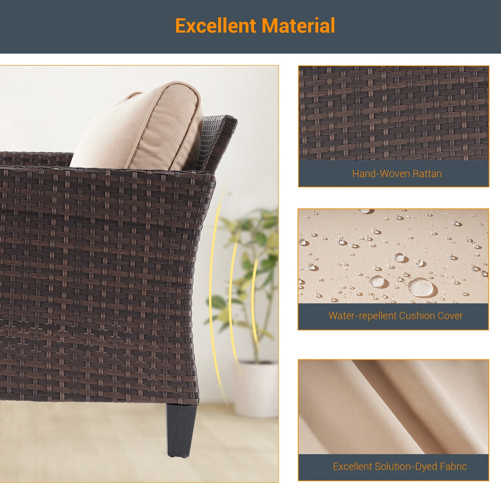 Ensemble de meubles de jardin LIVOOSUN 5 pièces en rotin marron