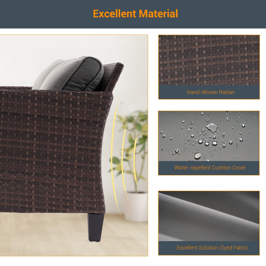 Ensemble de meubles de jardin LIVOOSUN 5 pièces en rotin marron