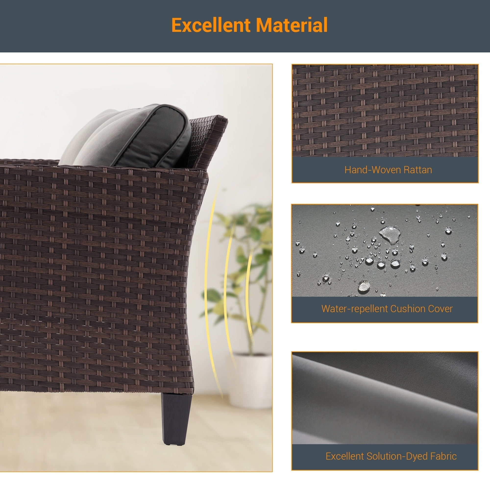 Ensemble de meubles de jardin LIVOOSUN 5 pièces en rotin marron
