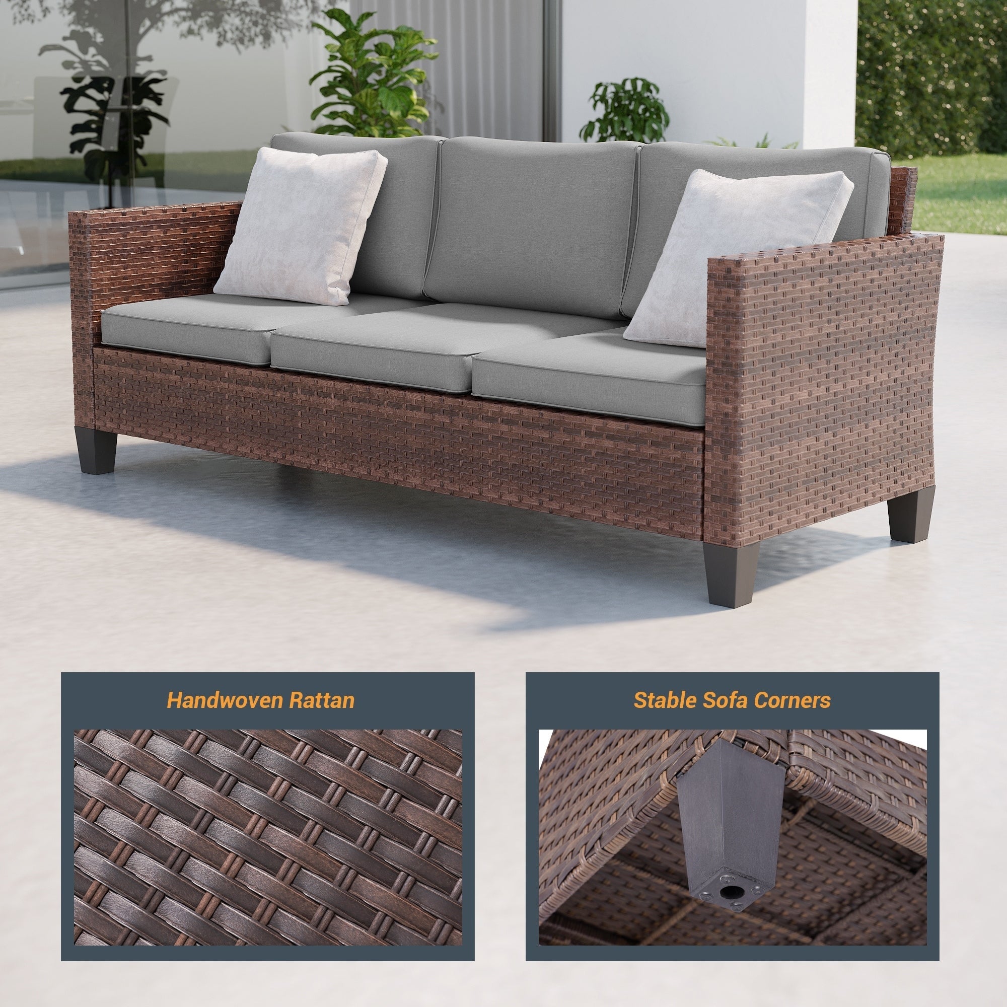 Ensemble de 6 canapés de jardin LIVOOSUN en osier marron avec table d'appoint